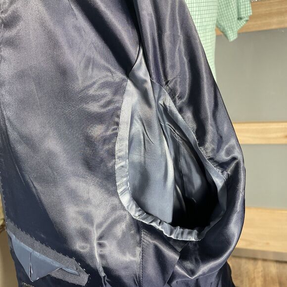 THE BLK TUX 46XS Tollegno 1900 Suit Jacket Men's Blazer Blue 100% Merino Wool - Picture 12 of 13